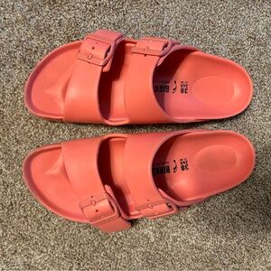 watermelon pink foam Birkenstocks